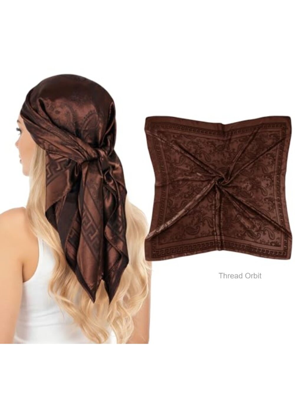 Satin Hair Scarf Bandana for Women 35x35 Inch Silk-Like Head Wrap